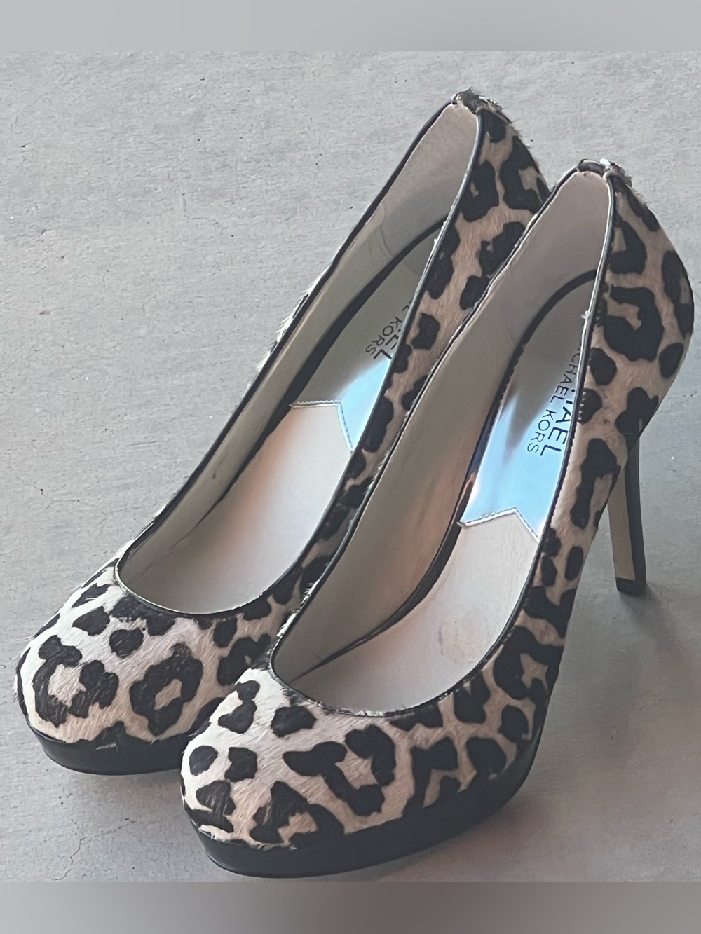 Michael Kors Leopard Calf Hair Platform Pumps Animal Print Heels Size 8